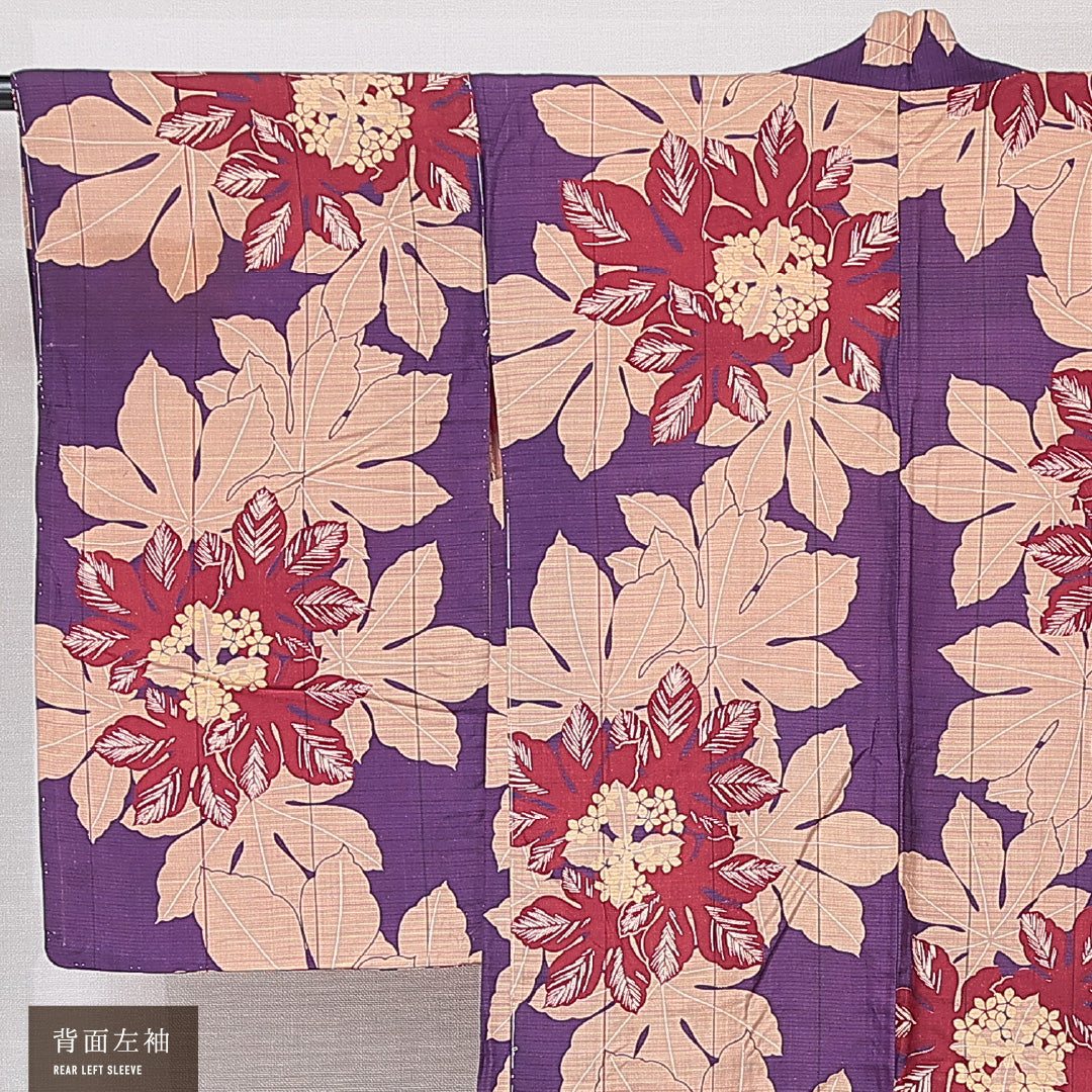 アンティーク 羽織（紬） 袷 身丈96cm 裄丈63cm 正絹 Aランク Sサイズ バチ衿 後染め 天狗の葉 緑系 1217-15180