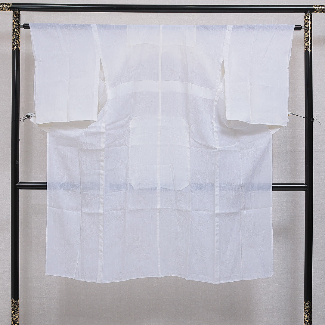 洗える着物 木綿の長襦袢 単衣 身丈130cm 裄丈63cm 木綿 Cランク Lサイズ 居敷当て 肩当て 植物柄 白系 HP 1239-16471