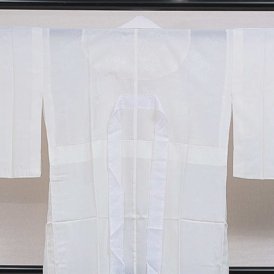 長襦袢 無双袖 身丈127cm 裄丈61cm 正絹 Aランク Mサイズ 居敷当て 無地 白系 RP 1239-16594