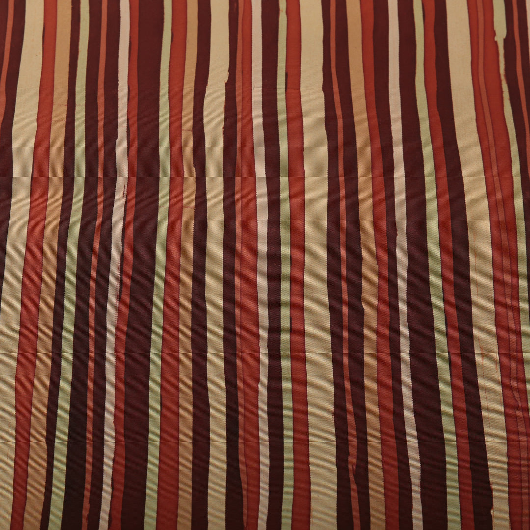 九寸名古屋帯 帯丈360cm カジュアル 名古屋仕立て 全通 Cランク 正絹 染め帯 縞 多色系 1224-03568