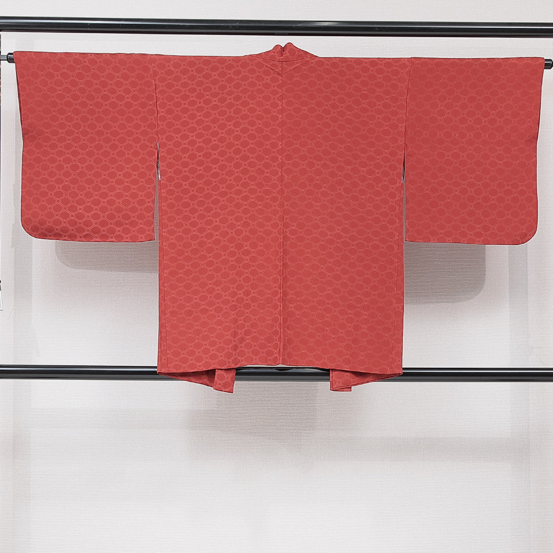 羽織 袷 身丈79cm 裄丈64cm 正絹 Aランク 紋意匠 (蜀江) カジュアル Mサイズ 茶系 HP 1232-15325
