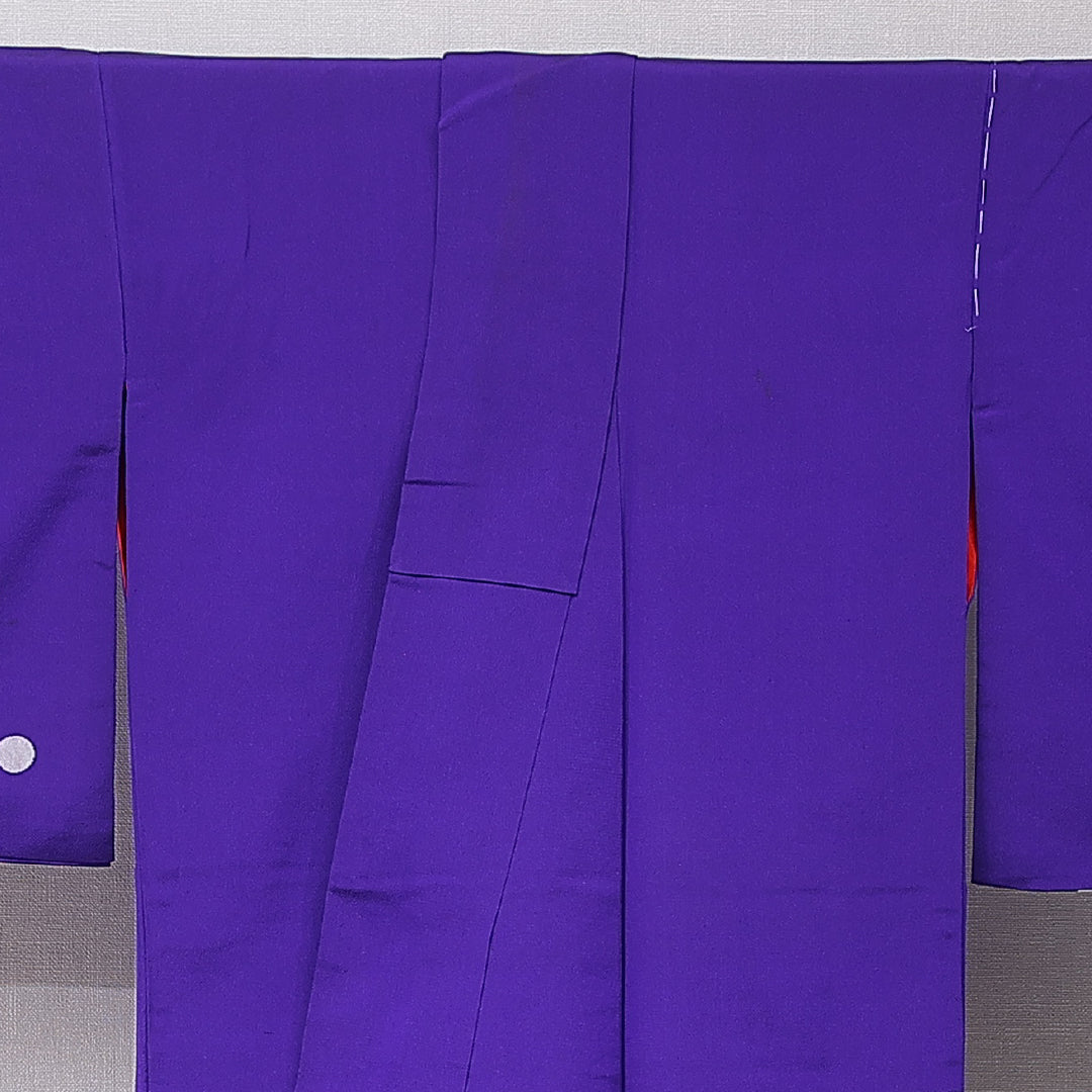アンティーク 付下げ（お召） 袷 身丈153cm 裄丈63cm 正絹 Aランク Sサイズ 広衿 水玉 紫系 1261-16755