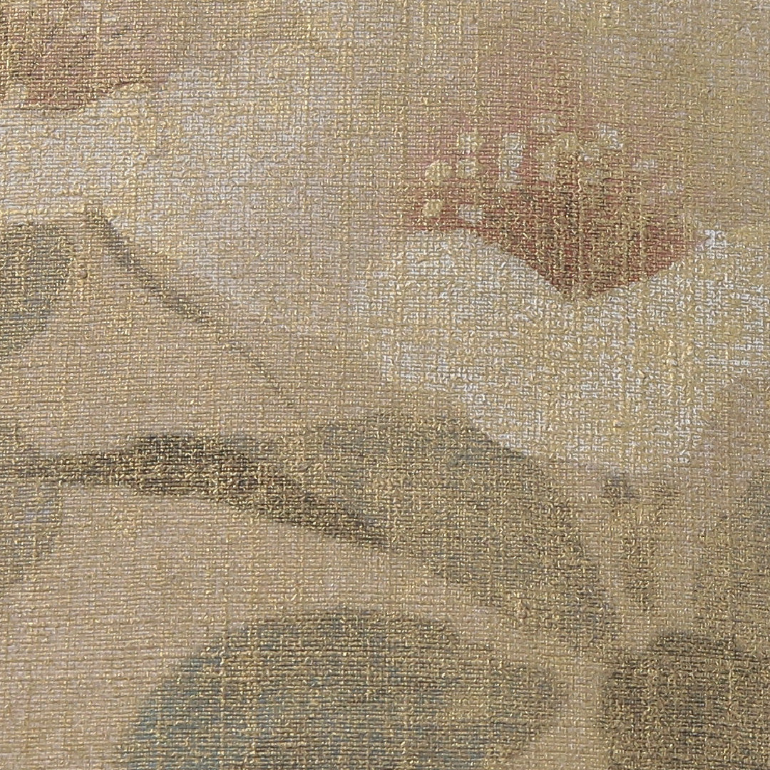 袋帯（紬） 帯丈450cm 正絹 六通 染め帯 カジュアル 染め紬 椿 ピンク系 1243-02288