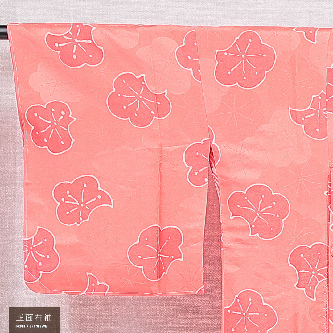 道行コート 袷 身丈87cm 裄丈64cm 正絹 Sランク Mサイズ セミフォーマル ポケットあり 梅 ピンク系 1263-16864