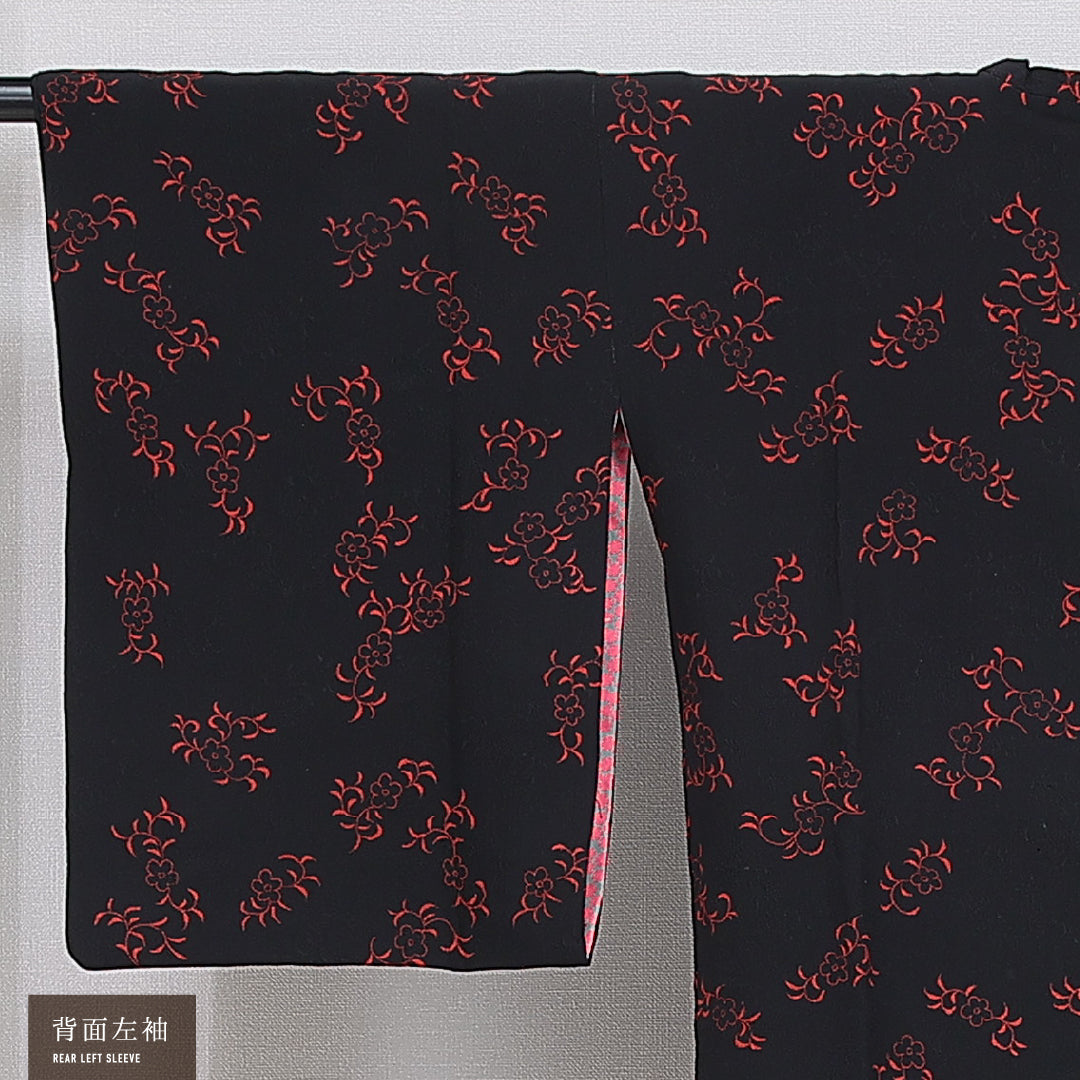 道行コート 袷 身丈103cm 裄丈61cm 正絹 Sランク セミフォーマル Sサイズ 梅 黒系 RP 1237-16127