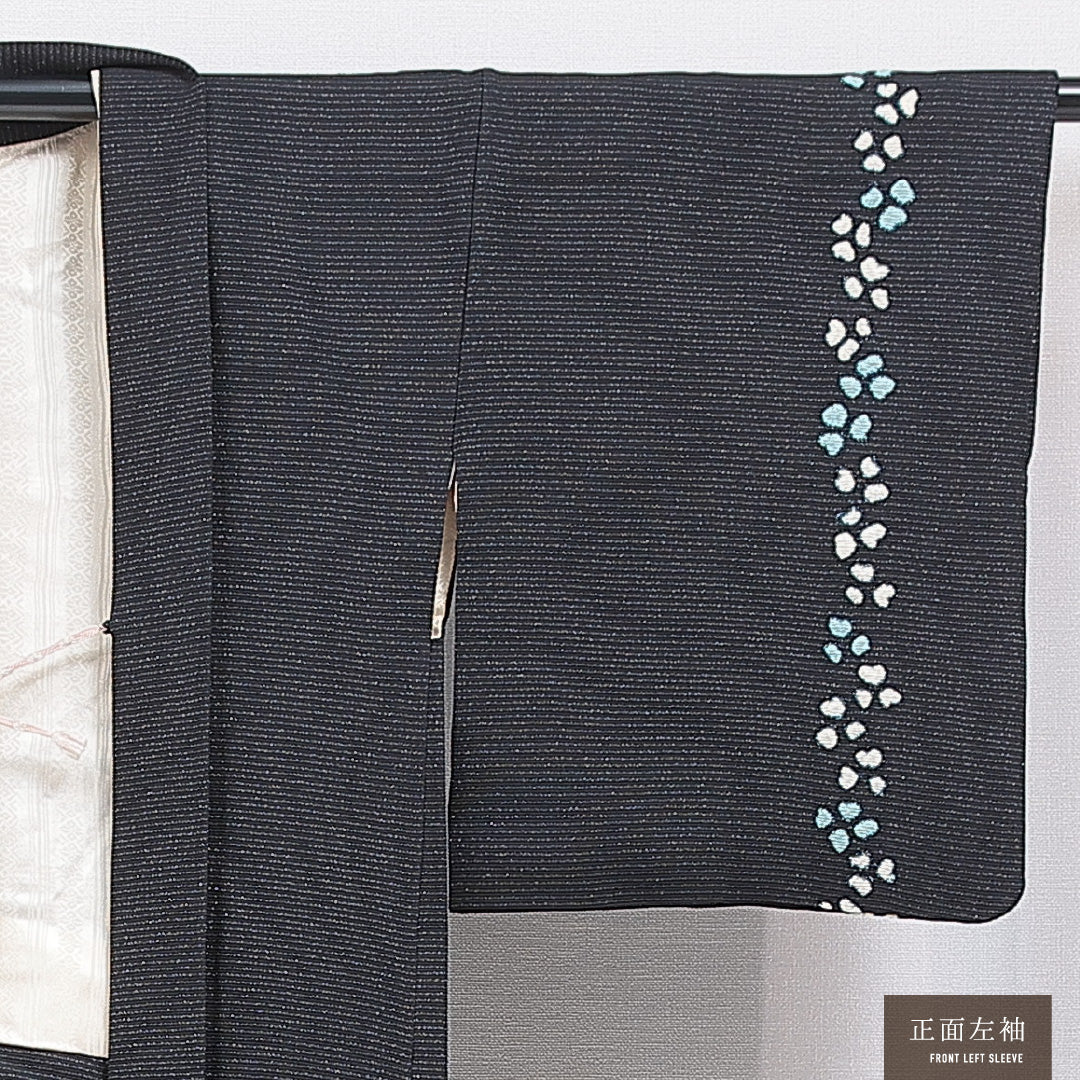 羽織 袷 身丈82cm 裄丈62cm 正絹 Aランク カジュアル Sサイズ 織り出し 紐あり 創作柄 黒系 RP 1232-16834