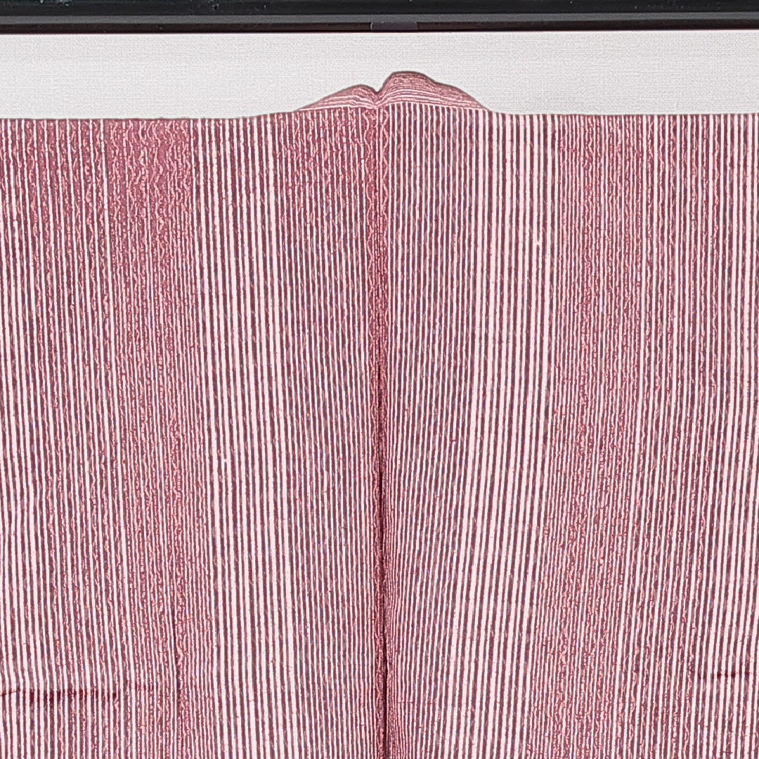 道中着 洗える着物 袷 身丈80cm 裄丈66cm ポリエステル Aランク Mサイズ バチ衿 カジュアル 縞 ピンク系 1264-15132