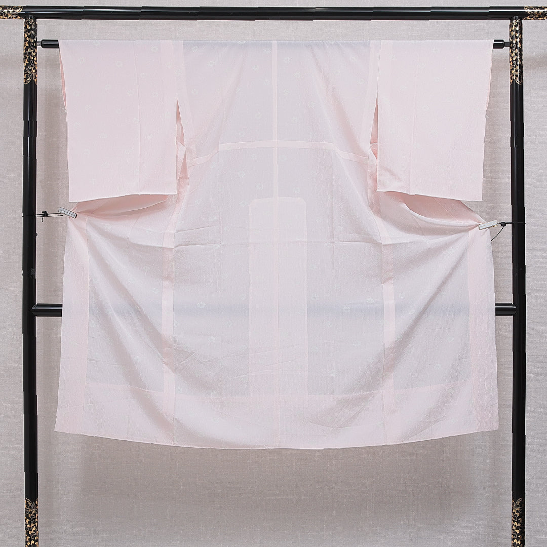長襦袢 無双袖 身丈127cm 裄丈62cm 正絹 Sランク Mサイズ 居敷当て 無地 ピンク系 RP 1239-16577