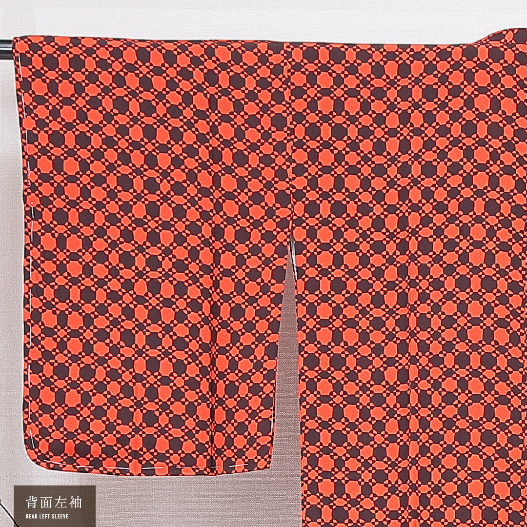 道行コート 袷 身丈83cm 裄丈64cm 正絹 Sランク セミフォーマル Mサイズ ポケットあり 創作柄 赤系 RP 1237-16847
