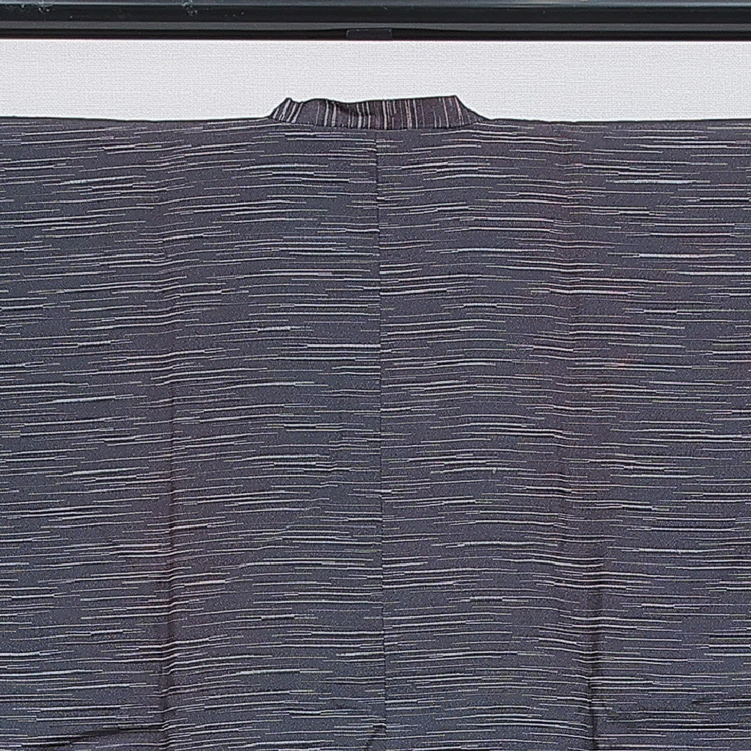 道行コート 洗える着物 袷 身丈84cm 裄丈64cm ポリエステル Cランク Mサイズ フォーマル ポケットあり 織り出し 抽象柄 紺系 1263-16866