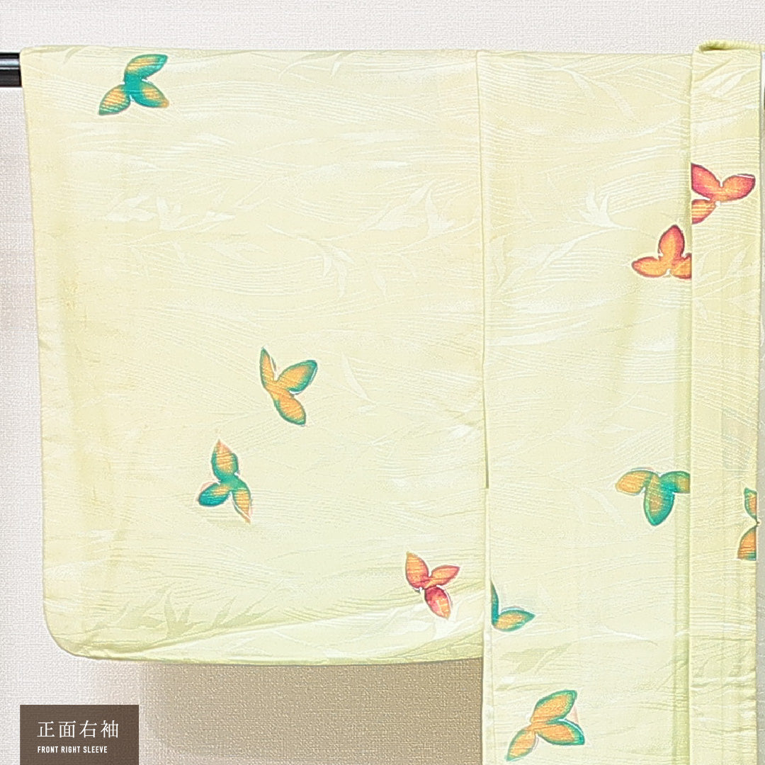 羽織 袷 身丈77cm 裄丈62cm 正絹 Cランク カジュアル Sサイズ 植物柄 緑系 HP 1232-15257