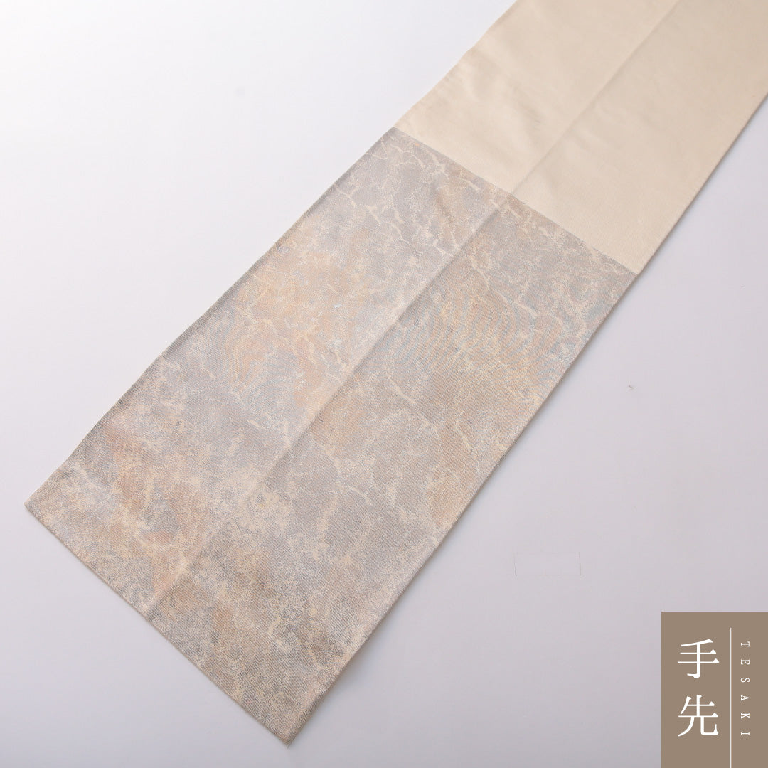 袋帯 帯丈432cm フォーマル ポイント柄 Aランク 正絹 刺繍 御所解 クリーム系 1223-02063