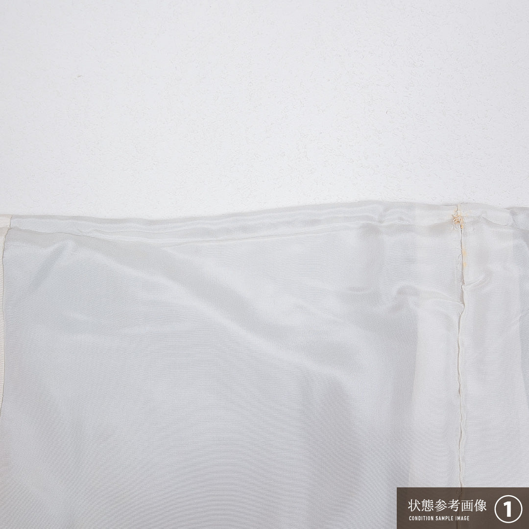小紋 袷 身丈164cm 裄丈66cm 正絹 Dランク インフォーマル 広衿 Lサイズ ふくれ織 金彩 橘 緑系 LP 1221-15918