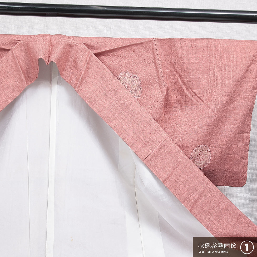 付下げ 袷 身丈151cm 裄丈62cm 正絹 Sランク インフォーマル 広衿 Sサイズ 刺繍 汕頭刺繍 華文 ピンク系 M4 1218-15910