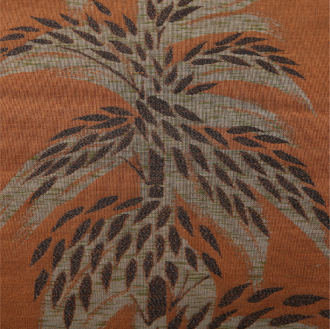 八寸名古屋帯（紬） 帯丈337cm カジュアル 松葉仕立て 六通 Cランク 正絹 竹 黄系 茶系 1224-03814