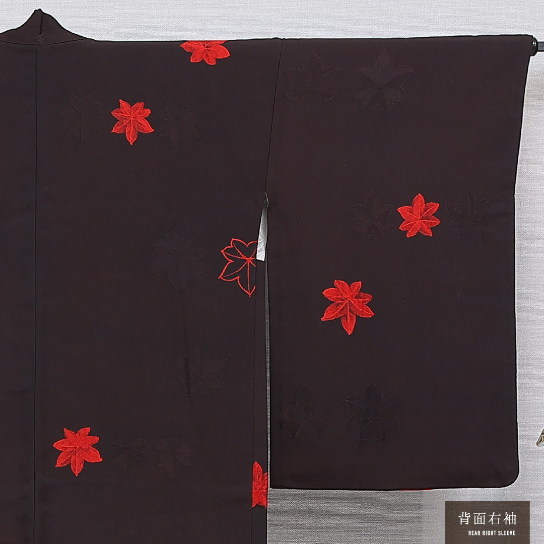 羽織 袷 身丈82cm 裄丈66cm 正絹 Bランク Mサイズ カジュアル 紐あり 紅葉 茶系 1217-16159