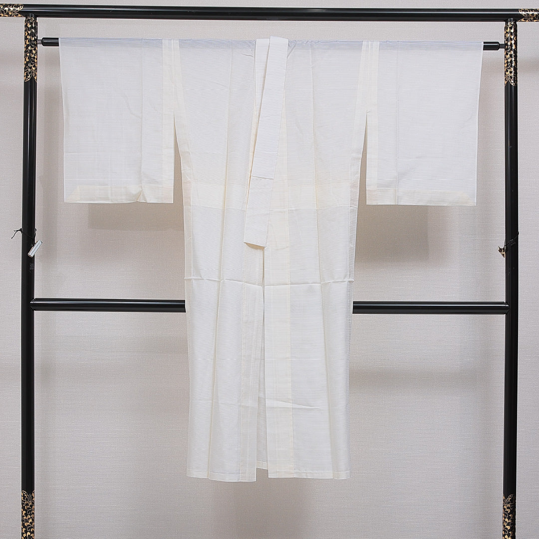 夏物 長襦袢 絽 身丈127cm 裄丈64cm 正絹 Sランク Mサイズ 無地 クリーム系 RP 1239-16559
