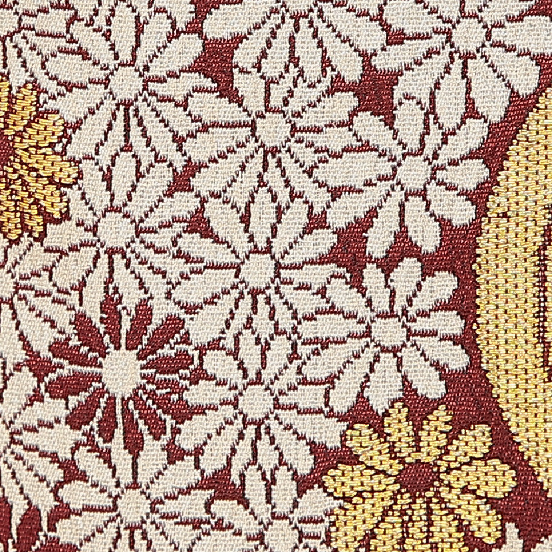 付下げ（紬） 袷 身丈159cm 裄丈63cm 正絹 Cランク Mサイズ 広衿 インフォーマル 流水 菊 茶系 1261-16925