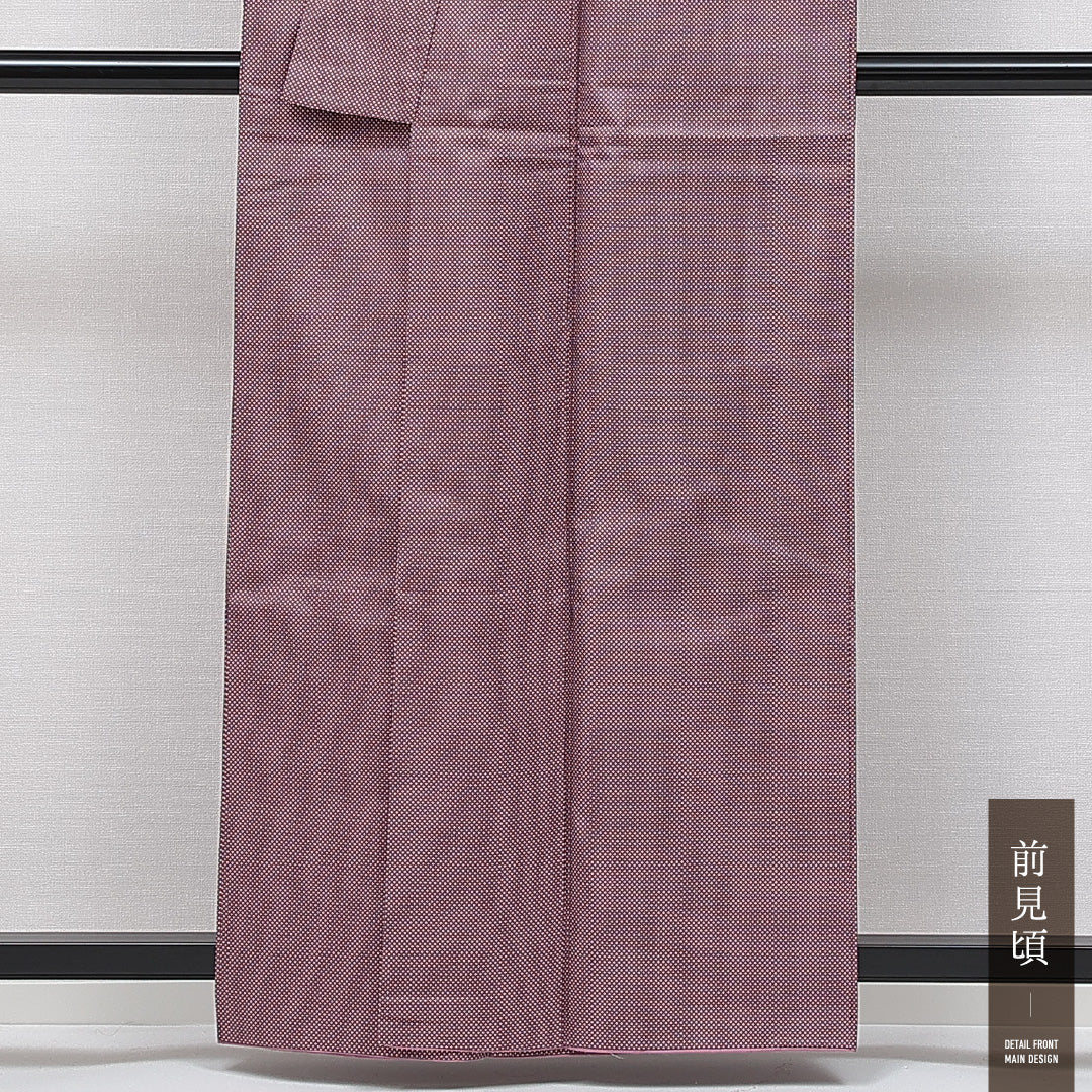 紬 袷 身丈157cm 裄丈62cm 正絹 Sランク カジュアル 広衿 Mサイズ 蚊絣 紫系 RP 1223-15020