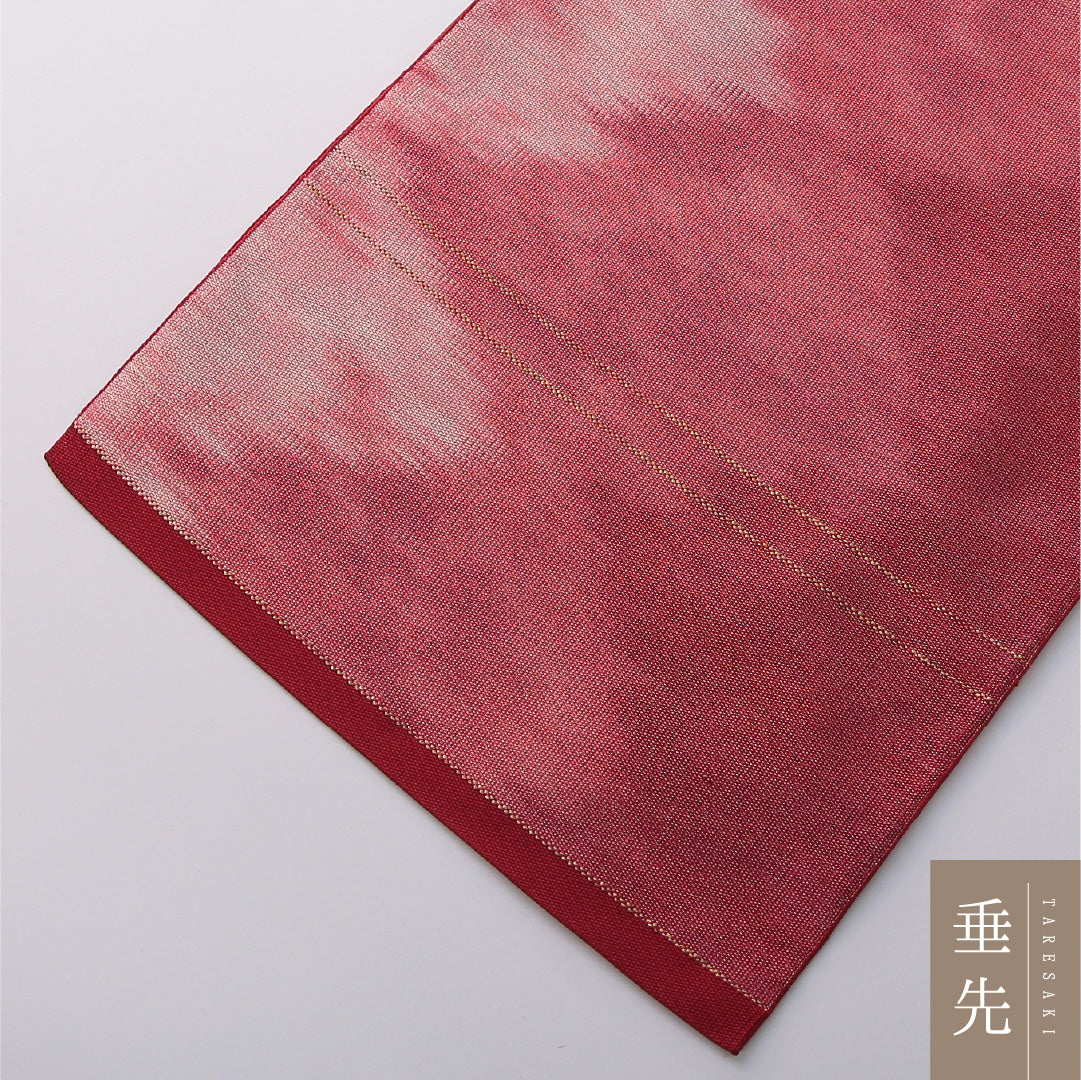 八寸名古屋帯 Aランク 帯丈356cm 正絹 六通 開き仕立て 織り カジュアル 抽象柄 赤系 LP 1245-03332