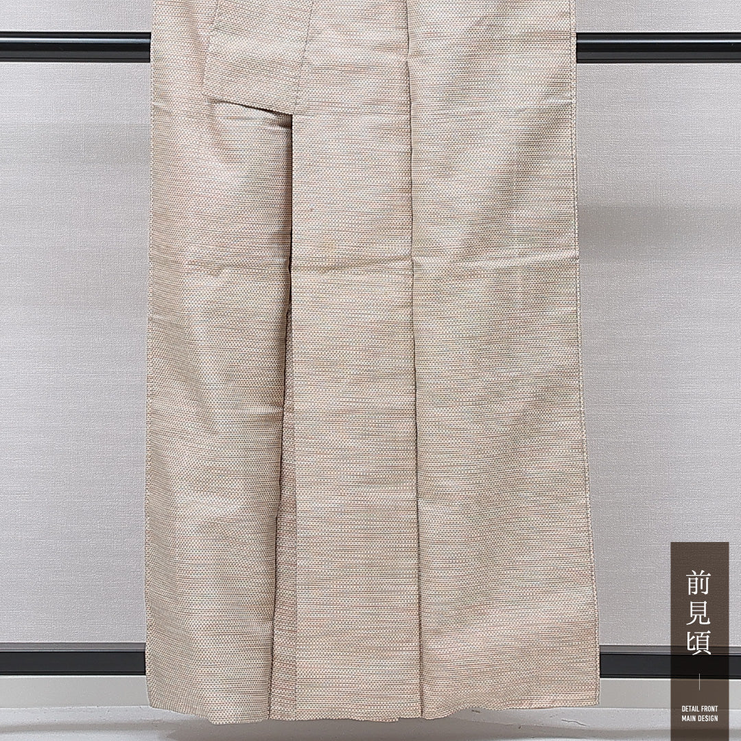 紬 袷 身丈158cm 裄丈62cm 正絹 Sランク カジュアル 広衿 Mサイズ 十字絣 クリーム系 RP 1223-15778