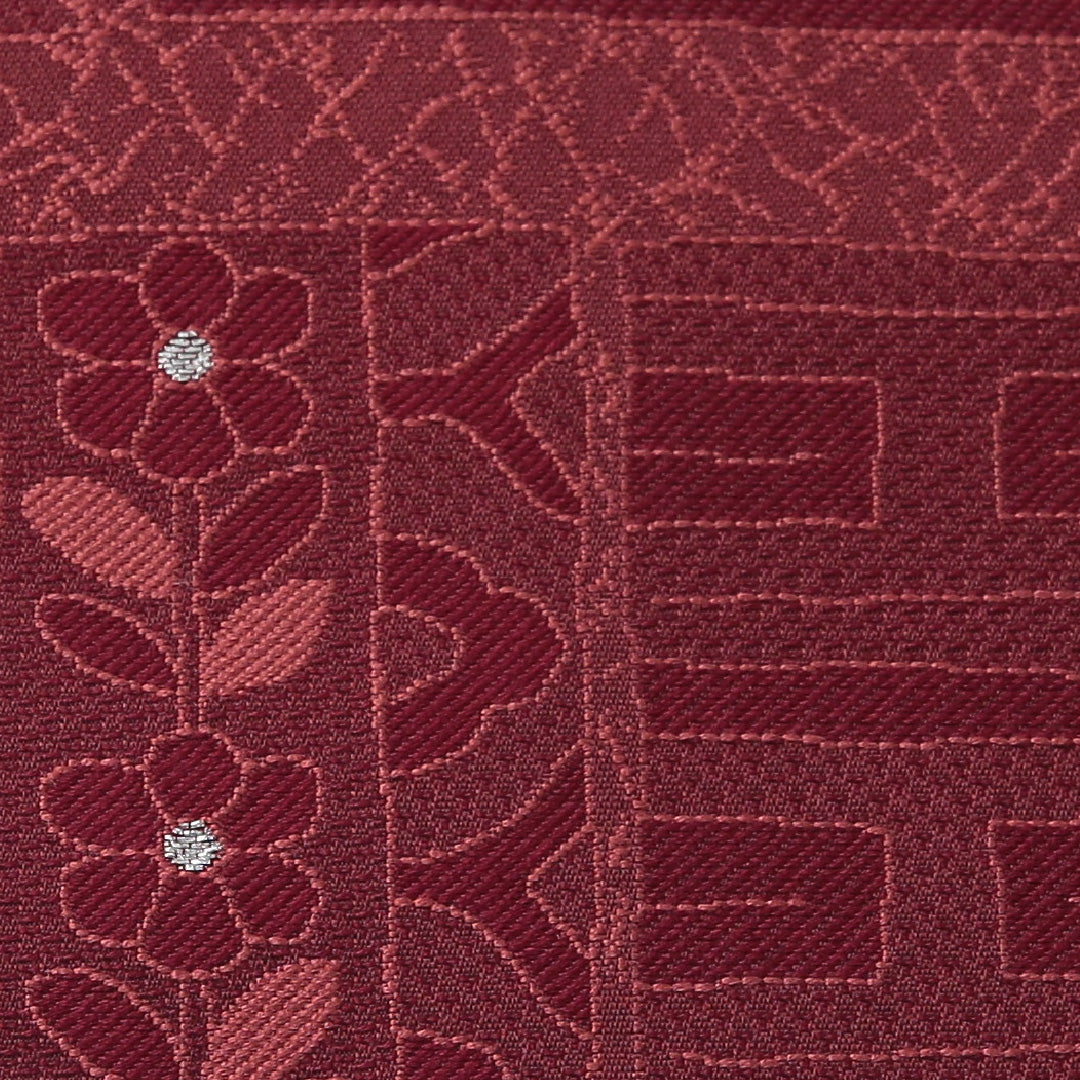 袋帯 帯丈436cm セミフォーマル 六通 帯芯なし Sランク 正絹 幾何学柄 赤系 1223-01973