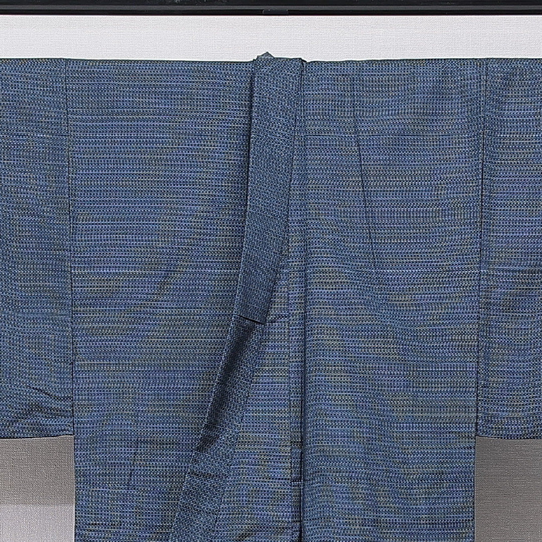 男着物 袷 身丈138cm 裄丈65cm 正絹 Sランク カジュアル 棒衿 Sサイズ 抽象柄 紺系 M4 1224-15761