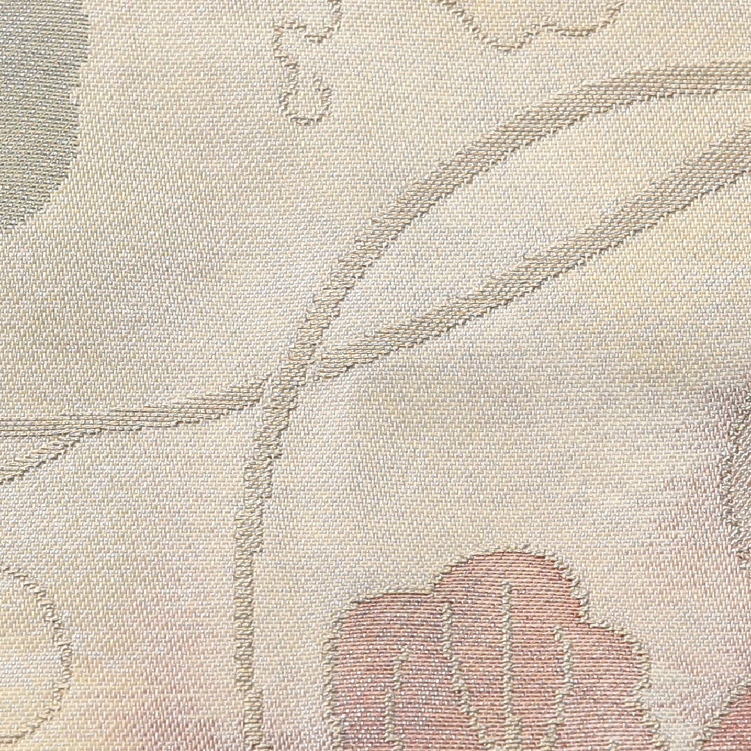 九寸名古屋帯 帯丈359cm カジュアル 名古屋仕立て 六通 Aランク 正絹 葡萄 クリーム系 1224-03824