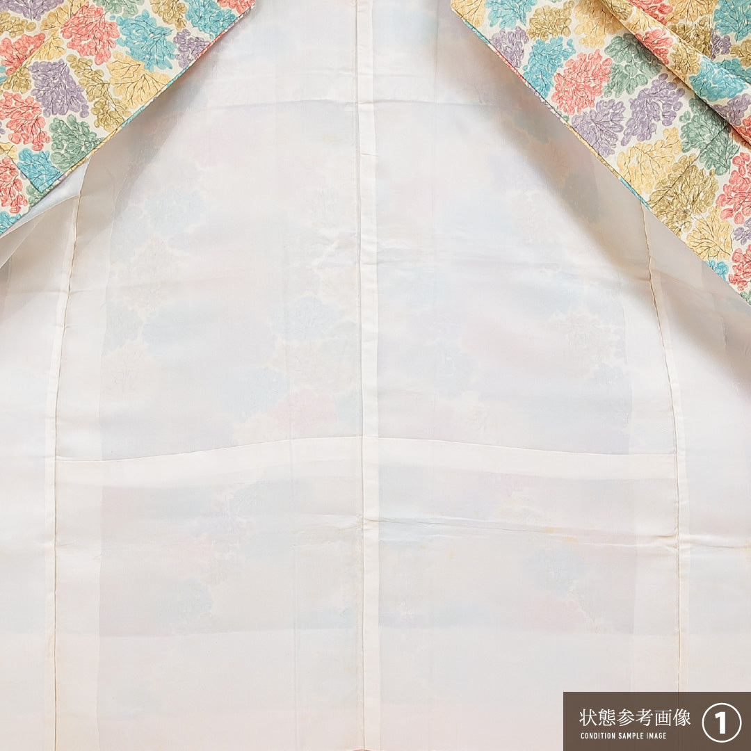 小紋 袷 身丈154cm 裄丈61cm 正絹 Aランク インフォーマル 広衿 Sサイズ 植物柄 多色系 RP 1221-16015