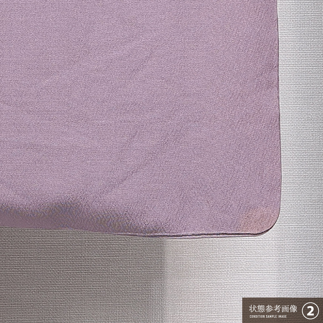 色無地 袷 身丈164cm 裄丈64cm 正絹 Aランク Lサイズ 広衿 一つ紋（五三桐） セミフォーマル 松 訪問着 紫系 1214-15667