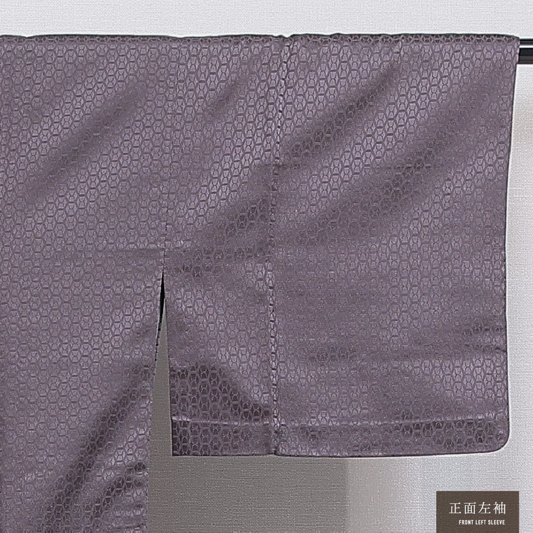 道行コート 洗える着物 単衣 身丈120cm 裄丈63cm ポリエステル Sランク Sサイズ フォーマル ポケットあり 亀甲 グレー系 1263-16863