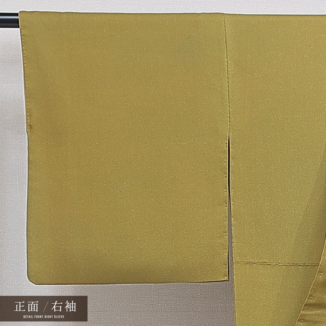 訪問着 袷 身丈158cm 裄丈64cm 正絹 Aランク セミフォーマル 広衿 Mサイズ 朝顔 緑系 RP 1217-15341