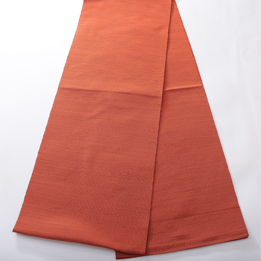 八寸名古屋帯（紬） 帯丈350cm カジュアル 開き仕立て ポイント柄 Aランク 正絹 菊 朱系 1224-03910