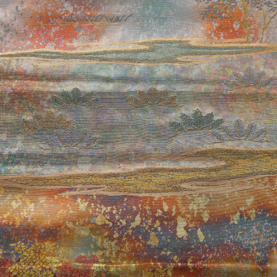 袋帯 帯丈436cm フォーマル 六通 Aランク 正絹 引箔 御所解 黒系 1223-02333