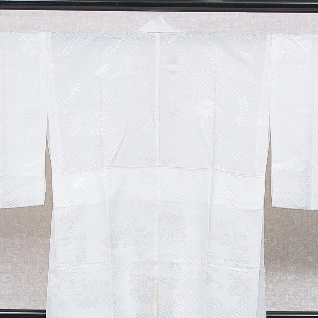 長襦袢 洗える着物 無双袖 身丈132cm 裄丈64cm ポリエステル Bランク XLサイズ 吉祥文様 白系 1229-16707