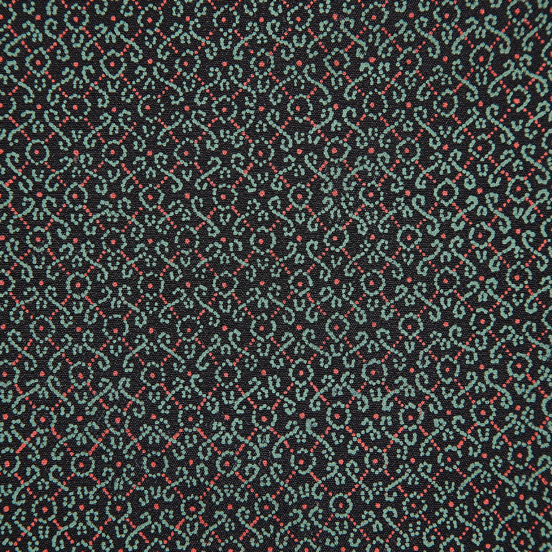 アンティーク 小紋 袷 身丈148cm 裄丈60cm 正絹 Cランク XSサイズ バチ衿 創作柄 緑系 1215-15684