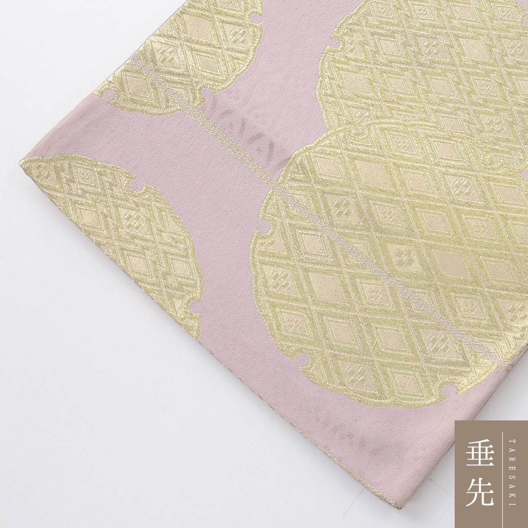 袋帯 帯丈400cm フォーマル 六通 Aランク 正絹 雪輪 ピンク系 1223-02249