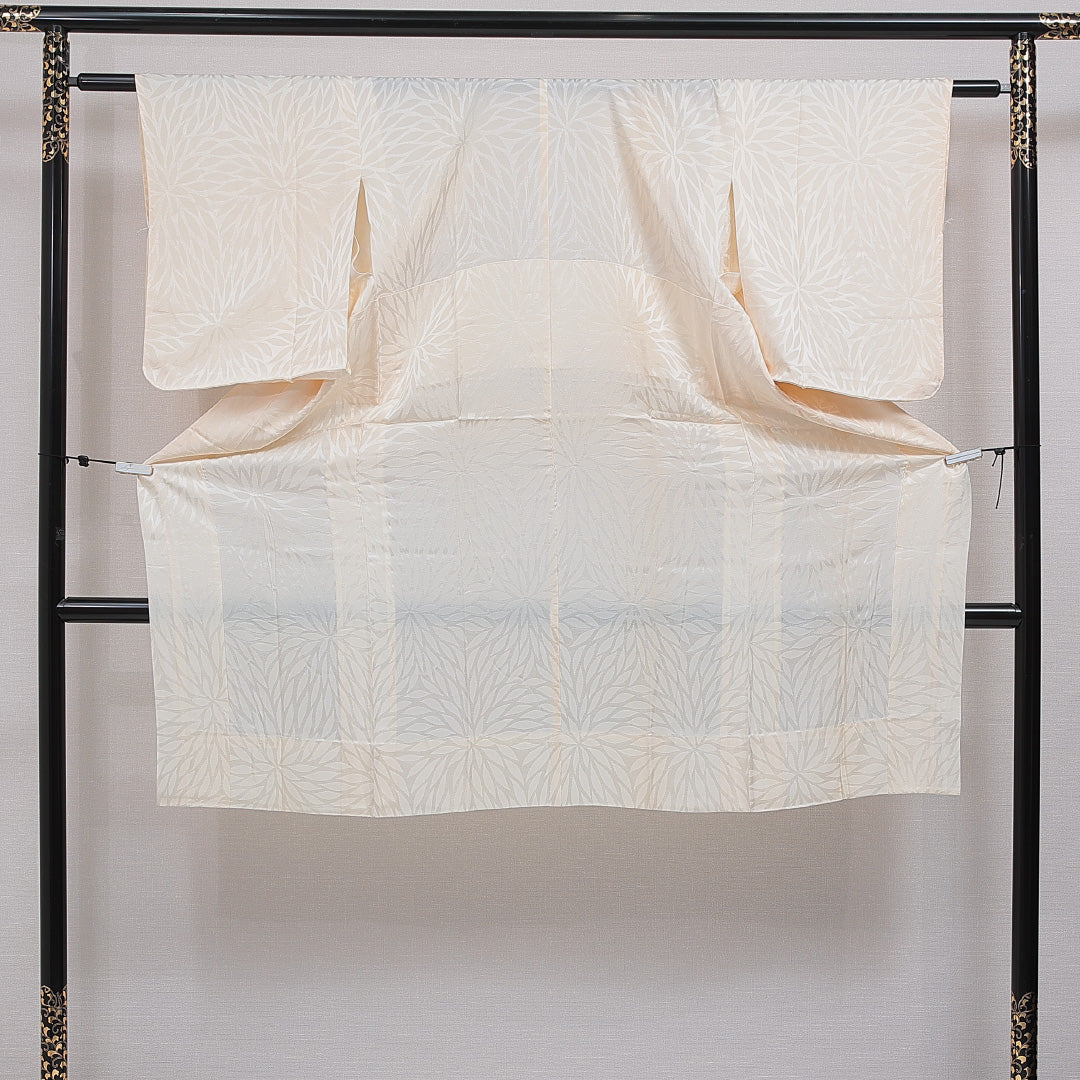 長襦袢 無双袖 身丈116cm 裄丈60cm 正絹 Bランク XSサイズ 菊 クリーム系 RP 1239-16533