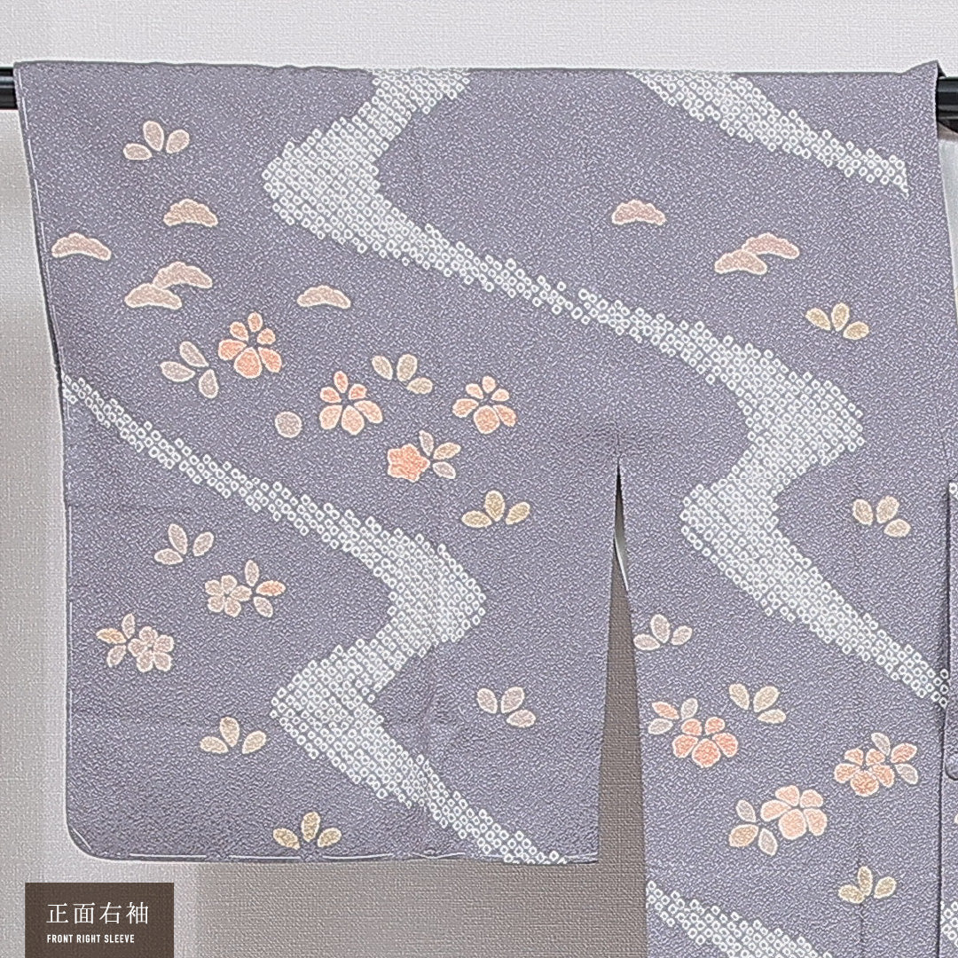 道行コート 袷 身丈80cm 裄丈63cm 正絹 Sランク カジュアル Sサイズ 証紙 創作柄 グレー系 RP 1237-16201