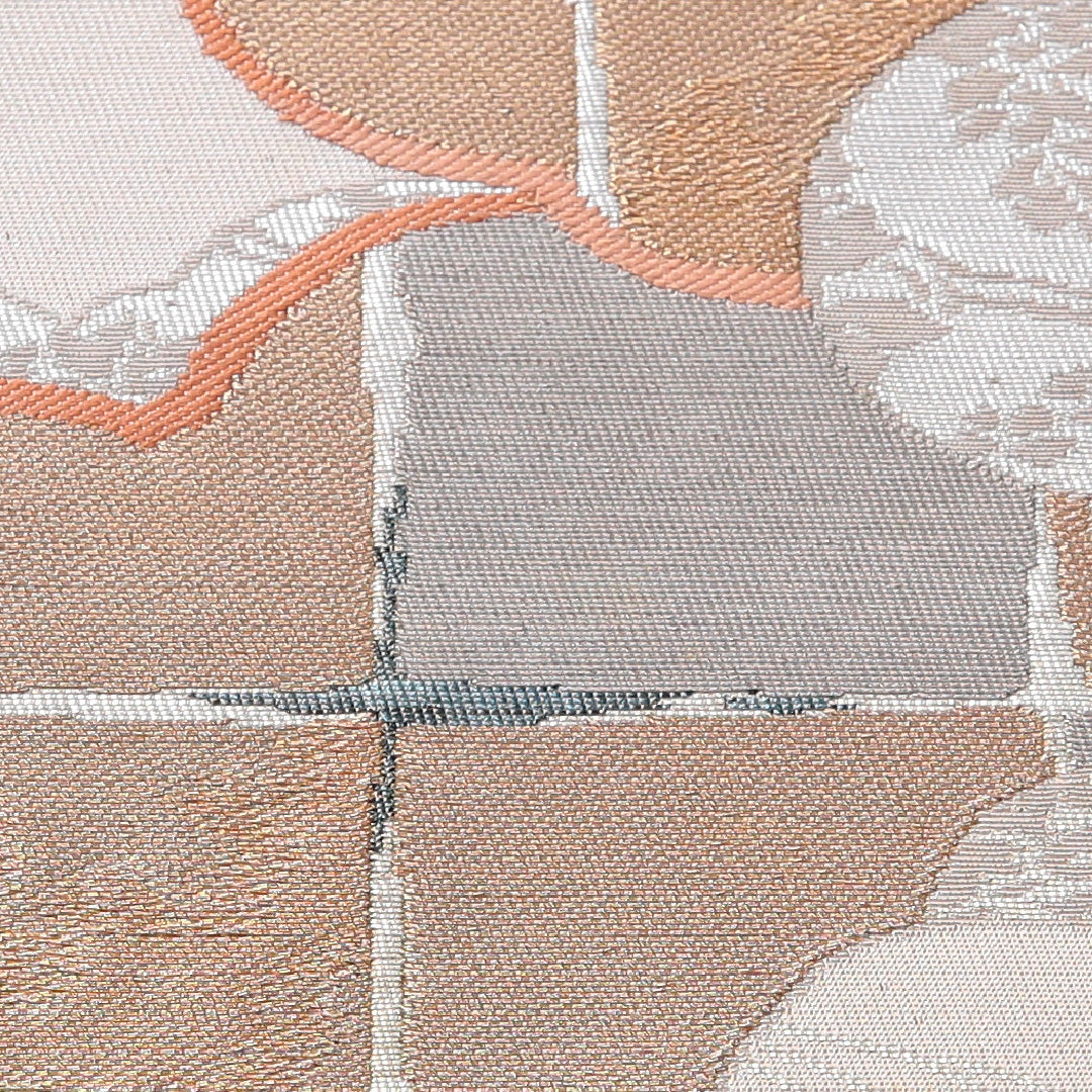 袋帯 帯丈426cm 正絹 六通 フォーマル 雲取り 格子 吉祥文様 銀系 1243-01992