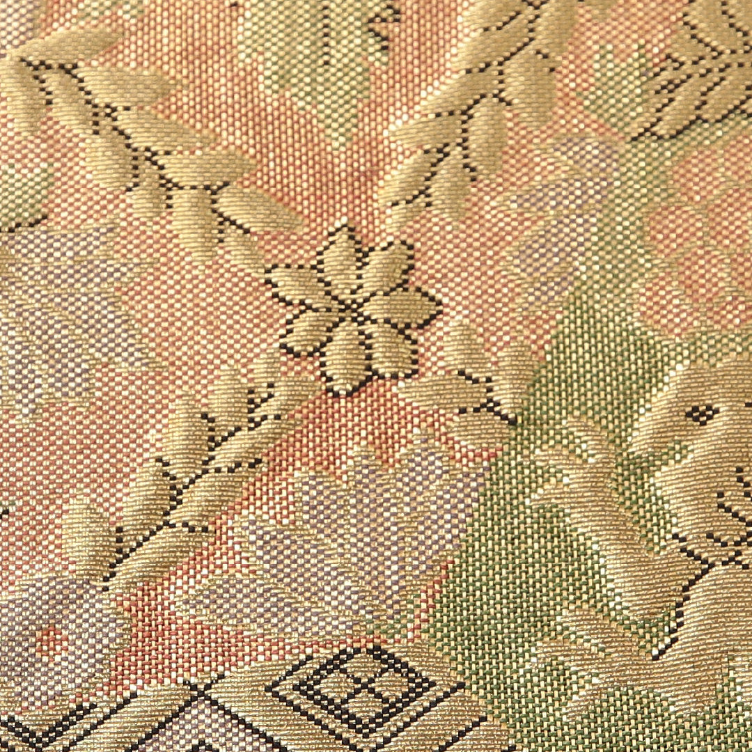 袋帯 帯丈412cm フォーマル 六通 Sランク 正絹 樹下双獣文 菱 金系 1223-02073