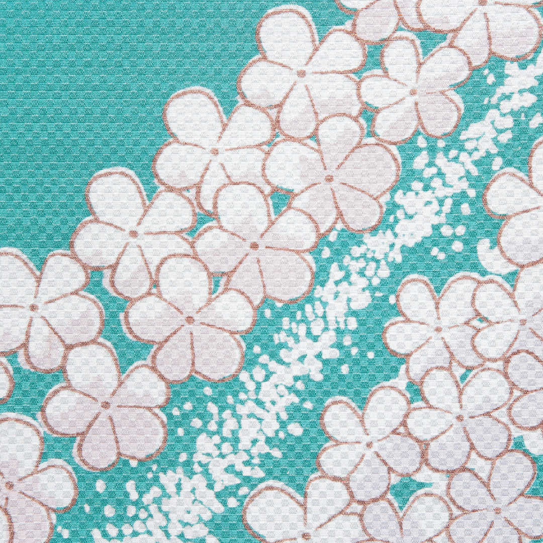 付下げ 洗える着物 単衣 身丈160cm 裄丈63cm ポリエステル Cランク Lサイズ バチ衿 インフォーマル 花柄 緑系 青系 1261-16300