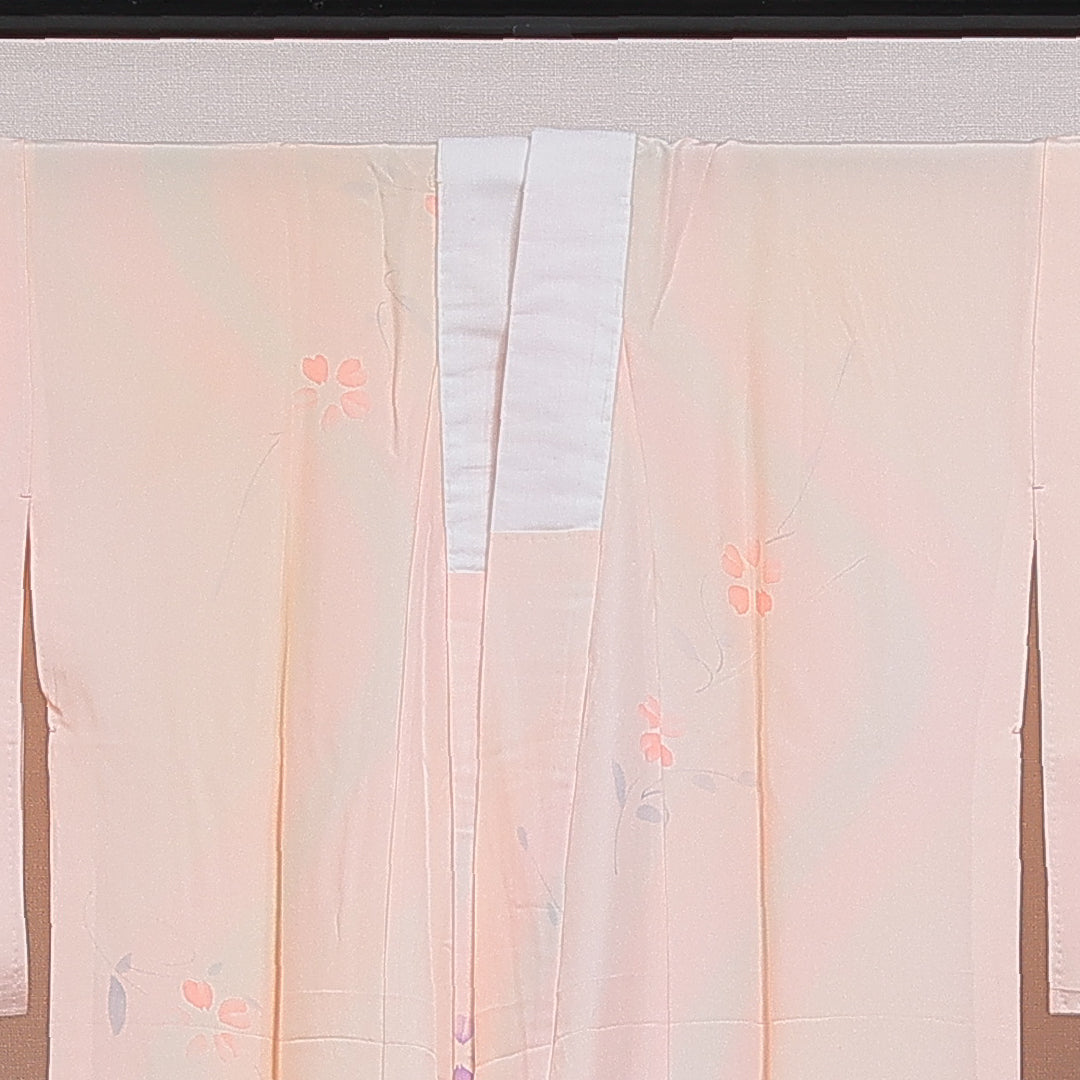 長襦袢 無双袖 身丈127cm 裄丈64cm 正絹 Sランク Mサイズ 花柄 ピンク系 RP 1239-16574
