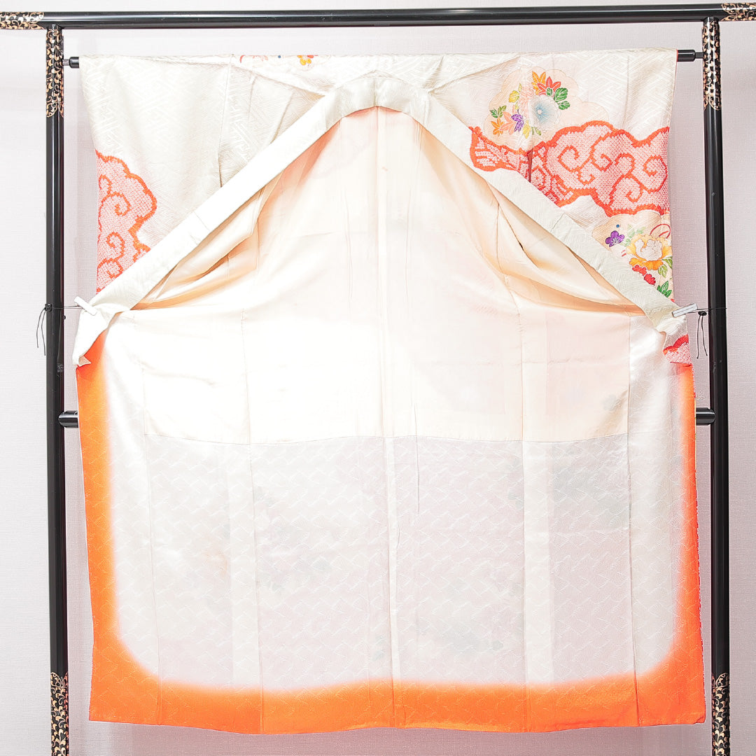 振袖 袷 身丈154cm 裄丈63cm フォーマル Cランク Sサイズ 正絹 広衿 牡丹 金駒刺繍 1213-F0701