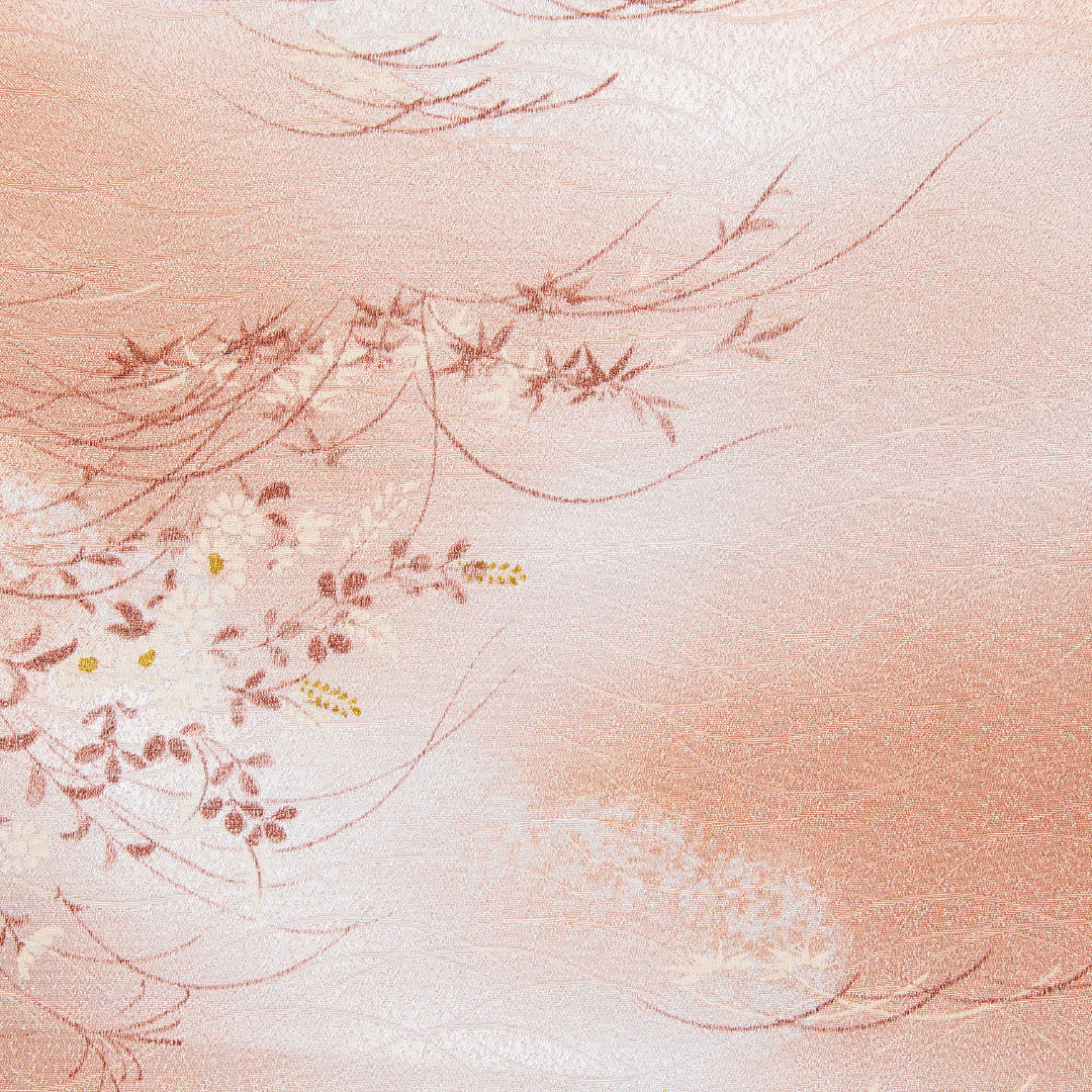 小紋 洗える着物 袷 身丈161cm 裄丈62cm ポリエステル Sランク Lサイズ 広衿 インフォーマル 菊 朱系 1215-15812