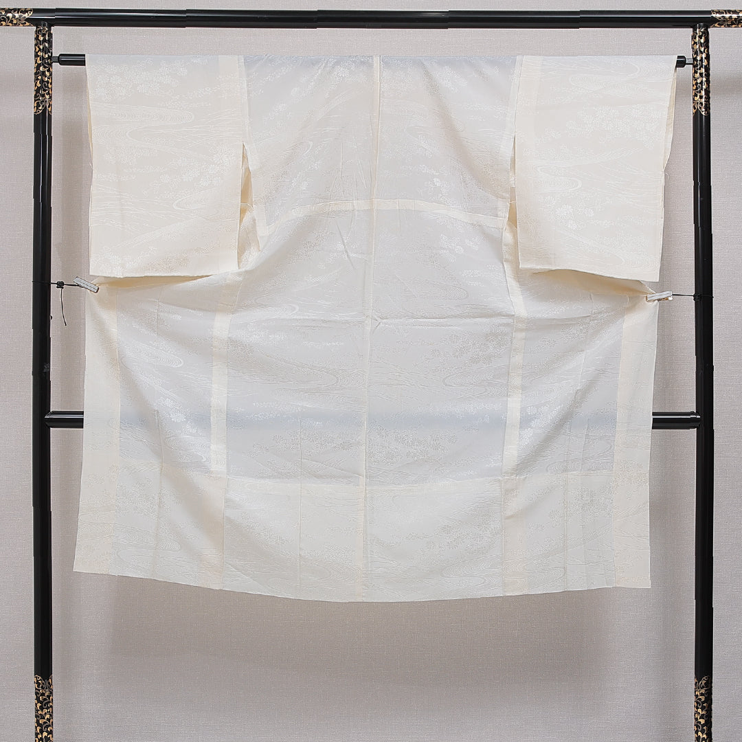 長襦袢 無双袖 身丈126cm 裄丈63cm 正絹 Cランク Mサイズ 流水 クリーム系 LP 1239-16504