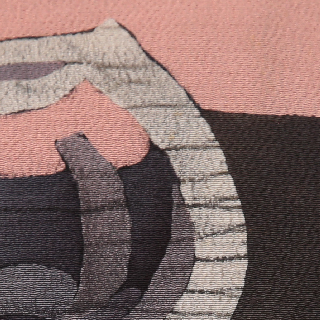 九寸名古屋帯 帯丈356cm カジュアル 名古屋仕立て ポイント柄 Cランク 正絹 創作柄 ピンク系 1224-03515