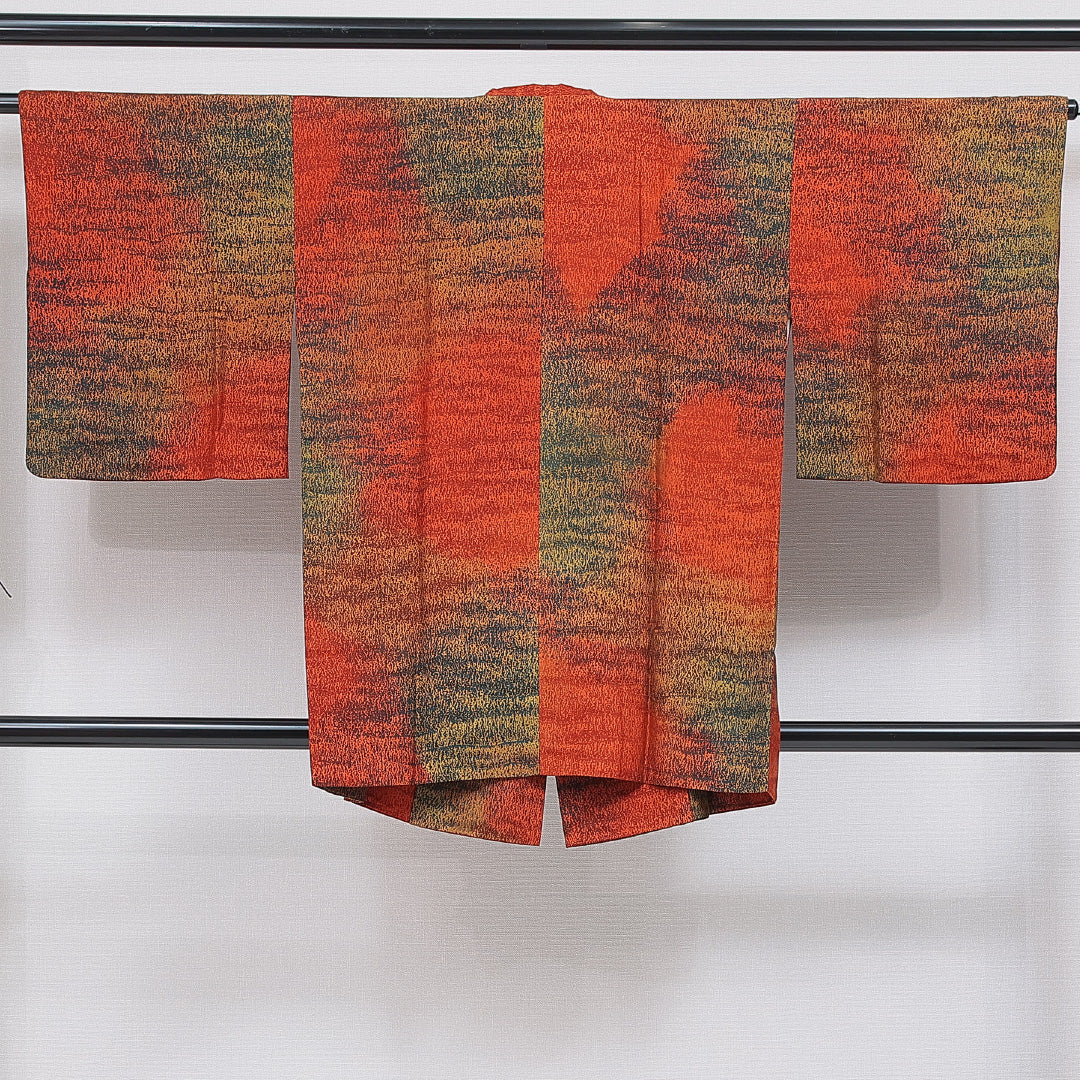 道行コート 袷 身丈86cm 裄丈63cm 正絹 Sランク Sサイズ セミフォーマル ポケットあり 抽象柄 多色系 1263-16865