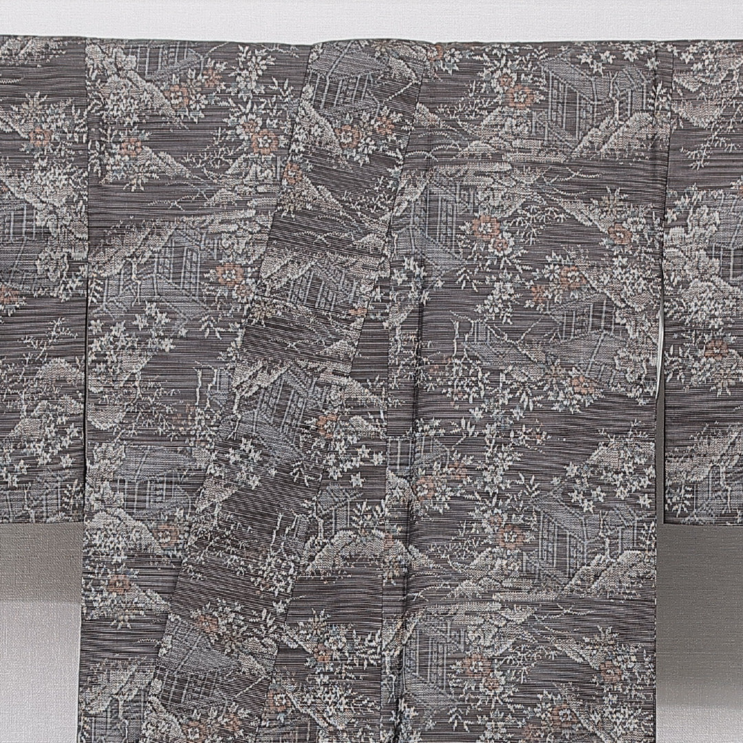 紬（大島紬） 袷 身丈164cm 裄丈69cm 正絹 Cランク Lサイズ 広衿 インフォーマル 経緯絣 茶屋辻 茶系 1216-15668