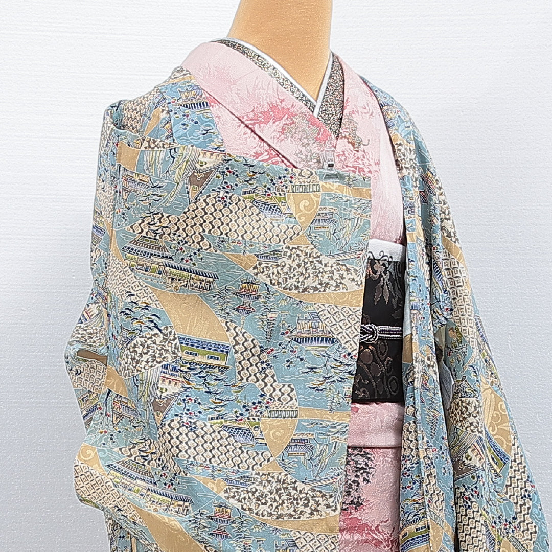 羽織 袷 身丈75cm 裄丈62cm 正絹 Sランク カジュアル Sサイズ 茶屋辻 多色系 RP 1232-16118